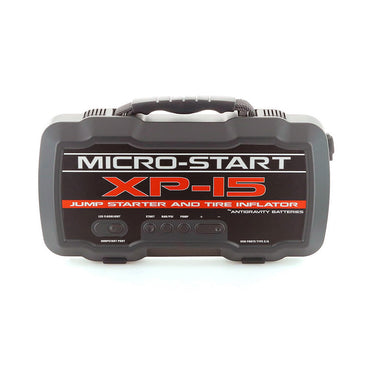 Micro-Start XP-15 jump starter and tire inflator on a white background